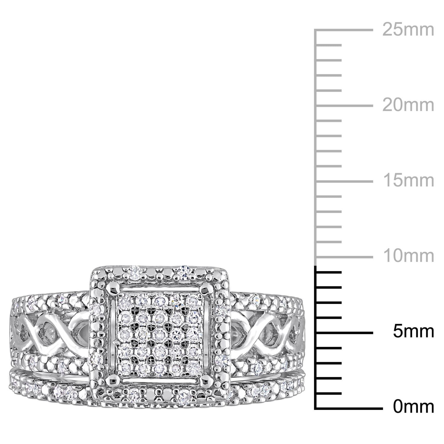 Miabella Ensemble de Bague mariage carré halo en argent sterling avec diamant de 1/3 carat P.T