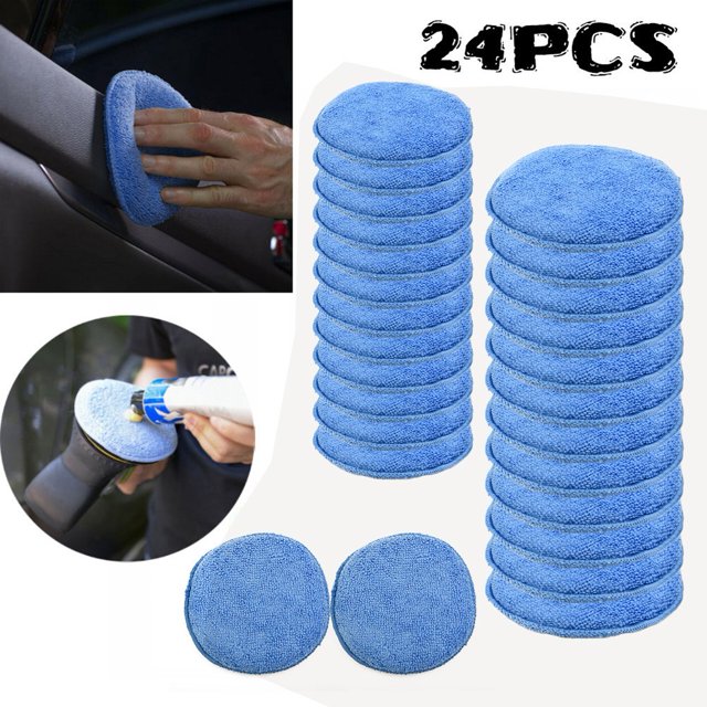 Bgsha 24PCS 5inch Car Applicator Cleaning Polish Pad Foam Sponge Micro Waxing