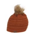 thumbnail image 1 of Gravity Threads Tuque à Pompons en Tricot Torsadé en Fausse Fourrure, Rouille, 1 of 2