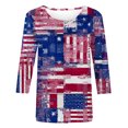thumbnail image 4 of EQWLJWE Hauts d'Été pour Femmes Hauts pour Femmes Liquidation Mode Féminine Manches Courtes Col Rond Rétro Imprimé Blouse Ample Manches Trois-Quarts, 4 of 4