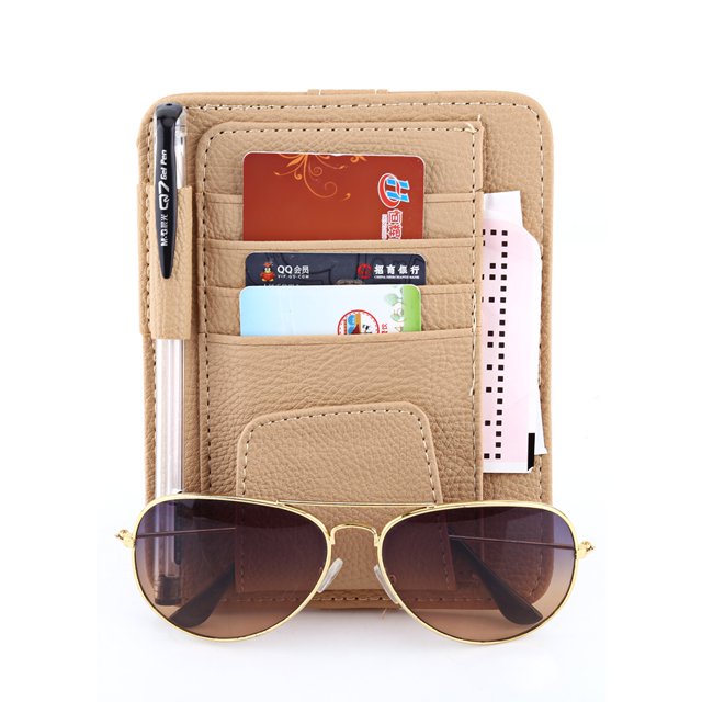 WALFRONT Auto Car Sun Visor Organizer Pouch Bag Card Storage Glasses Holder Clip,Visor Organizer, Visor Card Storage