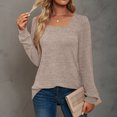 thumbnail image 2 of Plebaso Womens Square Neck Tunic Tops Pleated Long Sleeve Casual Shirts Solid Color Comfortable Blouses, 2 of 6