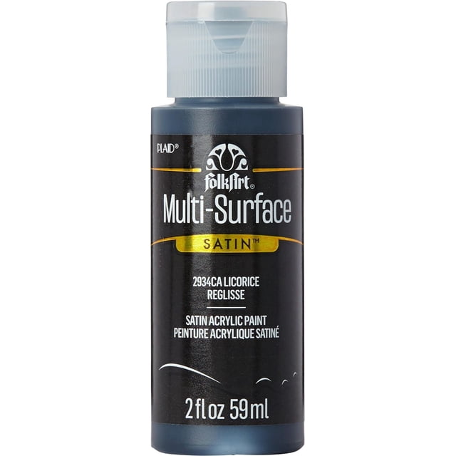 FolkArt Multi-Surface Satin Acrylic Paint, 2 fl. oz., Licorice