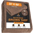 thumbnail image 1 of Bâche de Protection Polyvalente en Polyéthylène Brun 30 x 60 - Durable, Résistante à l'Eau, Résistante aux Intempéries - Polyéthylène de 5 Mil d'Épaisseur - par Xpose Safety, 1 of 4