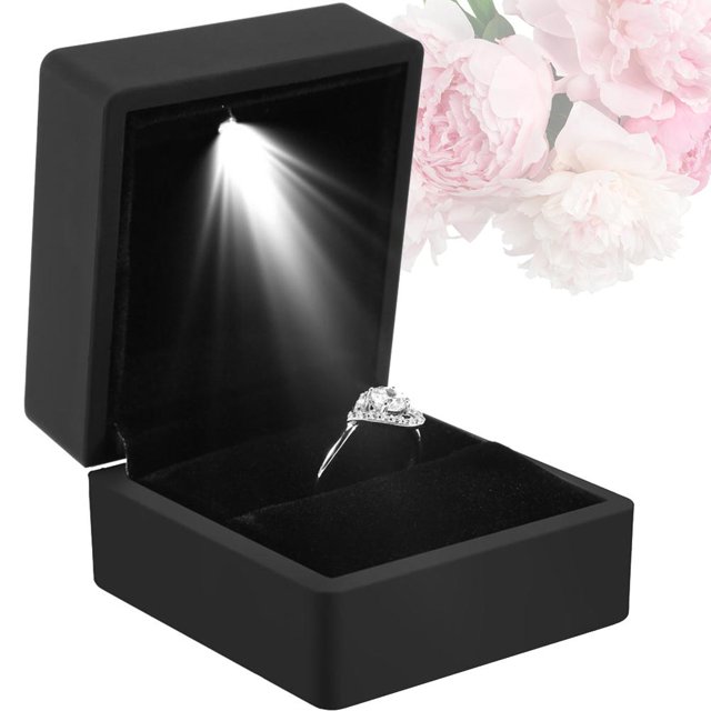 LED Ring Box Illuminée Boîte à Bagues pour Demande de Mariage avec Éclairage Intérieur LED pour Mariage de Fiançailles