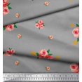 thumbnail image 2 of Soimoi Tissu en Poly Georgette Imprimé Feuilles et Roses au Mètre 52 Pouces de Large, 2 of 3