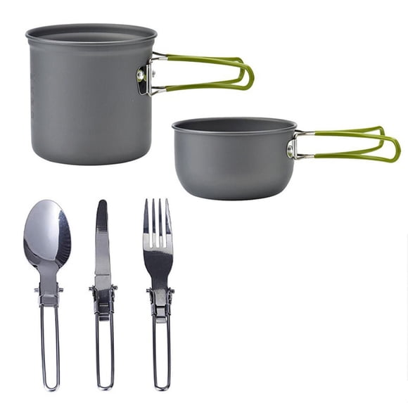 Outdoor Camping Table 5Pc Outdoor Portable Camping Pot 1-2 People Picnic Barbecue Tableware Pot