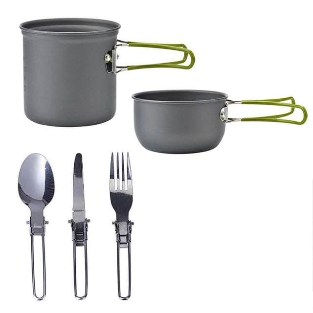 Outdoor Camping Table 5Pc Outdoor Portable Camping Pot 1-2 People Picnic Barbecue Tableware Pot