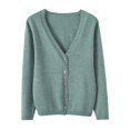 thumbnail image 1 of Cardigan Manteau Doux en Tricot pour Femmes, Mode Durable, Printemps et Automne, Décontracté, Ample, Uni, Manches Longues, Col en V, à Boutons - Hontri, 1 of 5
