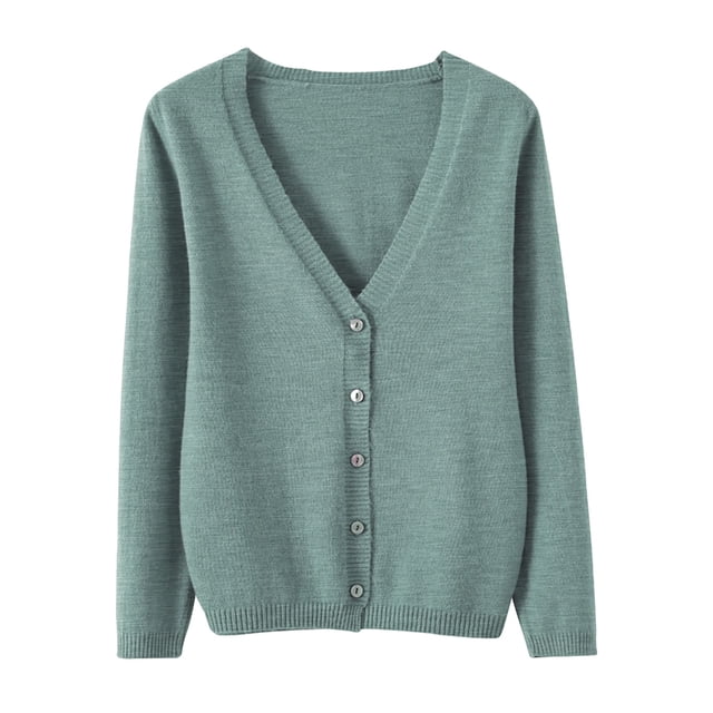 Cardigan Manteau Doux en Tricot pour Femmes, Mode Durable, Printemps et Automne, Décontracté, Ample, Uni, Manches Longues, Col en V, à Boutons - Hontri