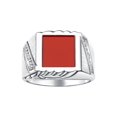 thumbnail image 1 of RYLOS Men's Rings 14K White Gold Designer Ring With Diamonds and Red Quartz Rings For Men Size 8, 1 of 6