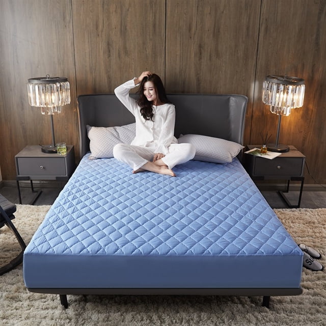 maskred Comfortable Mattress Pad Covers Made With Polyester For Anywhere Mattress Protectors Easy To Clean light blue