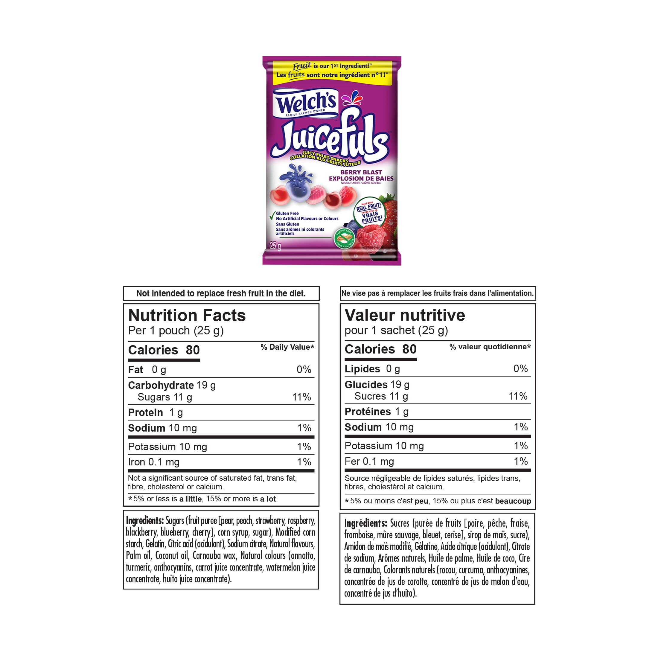 Welch's Collations aux Fruits, Explosion de Baies, Boîte de Collations de 6 Sachets, Collations Sans Gluten