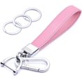 thumbnail image 1 of Wisdompro Genuine Leather Car Keychain, Universal Heavy Duty Key Fob Keychain Leather Key Chain Holder with 3 Keyrings, 1 of 5