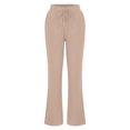 thumbnail image 4 of CEHVOM Women Casual Cotton And Linen Solid Drawstring Elastic Waist Long Straight Pants, 4 of 6