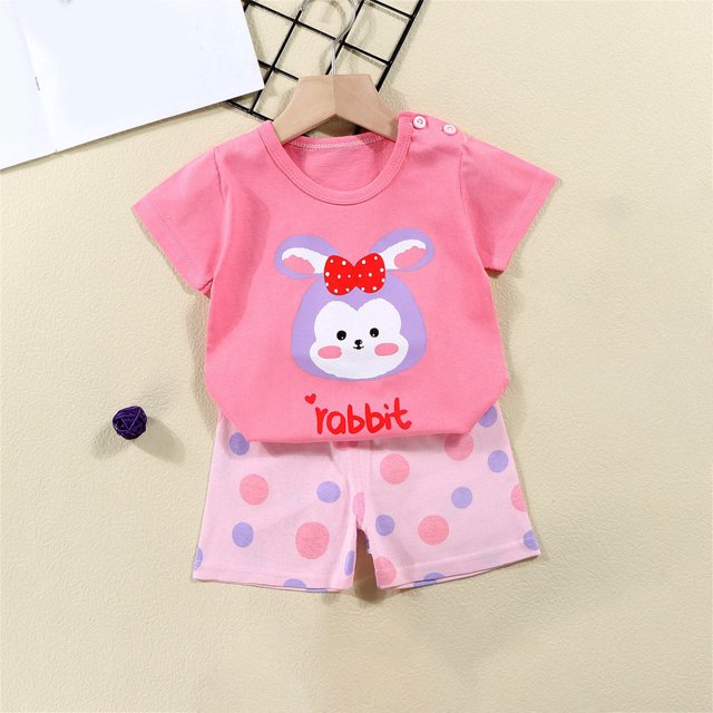 EGNMCR Ensembles de Blouses et Chemises à Manches Courtes Col Rond pour Tout-Petits Garçons Filles Mode Mignon Imprimé Chiot Costume Décontracté Ensemble Fille