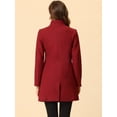 thumbnail image 4 of INSPIRE CHIC Manteau d'Hiver pour Femme à Col Montant, à Simple Boutonnage, Long Mi-Cuisse, Rouge, TP, 4 of 5
