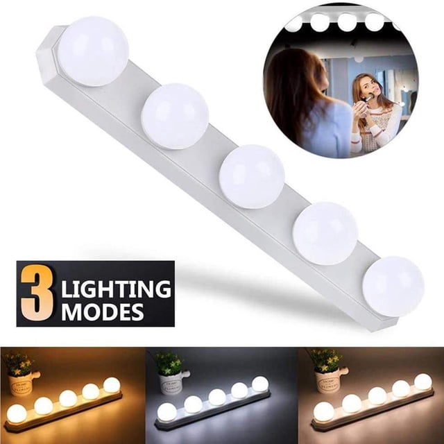 QualitChoice Portable LED Vanity Mirror Lights USB Rechargeable for Bathroom Dressing Room Vanity Table with 3 Lighting Modes