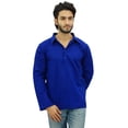 thumbnail image 1 of Atasi Kurta pour Homme, Chemise Bleue à Col Rabattable, Vêtement Ethnique Indien - Grand, 1 of 7