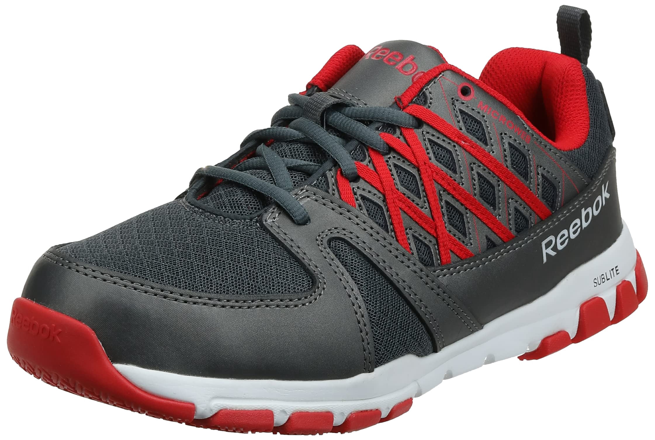 Reebok Work Men's Sublite RB4005 Work Shoe, Grey/Red, 13 M US