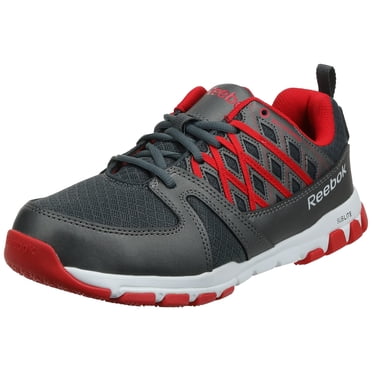 Reebok Work Men's Sublite RB4005 Work Shoe, Grey/Red, 8 M US
