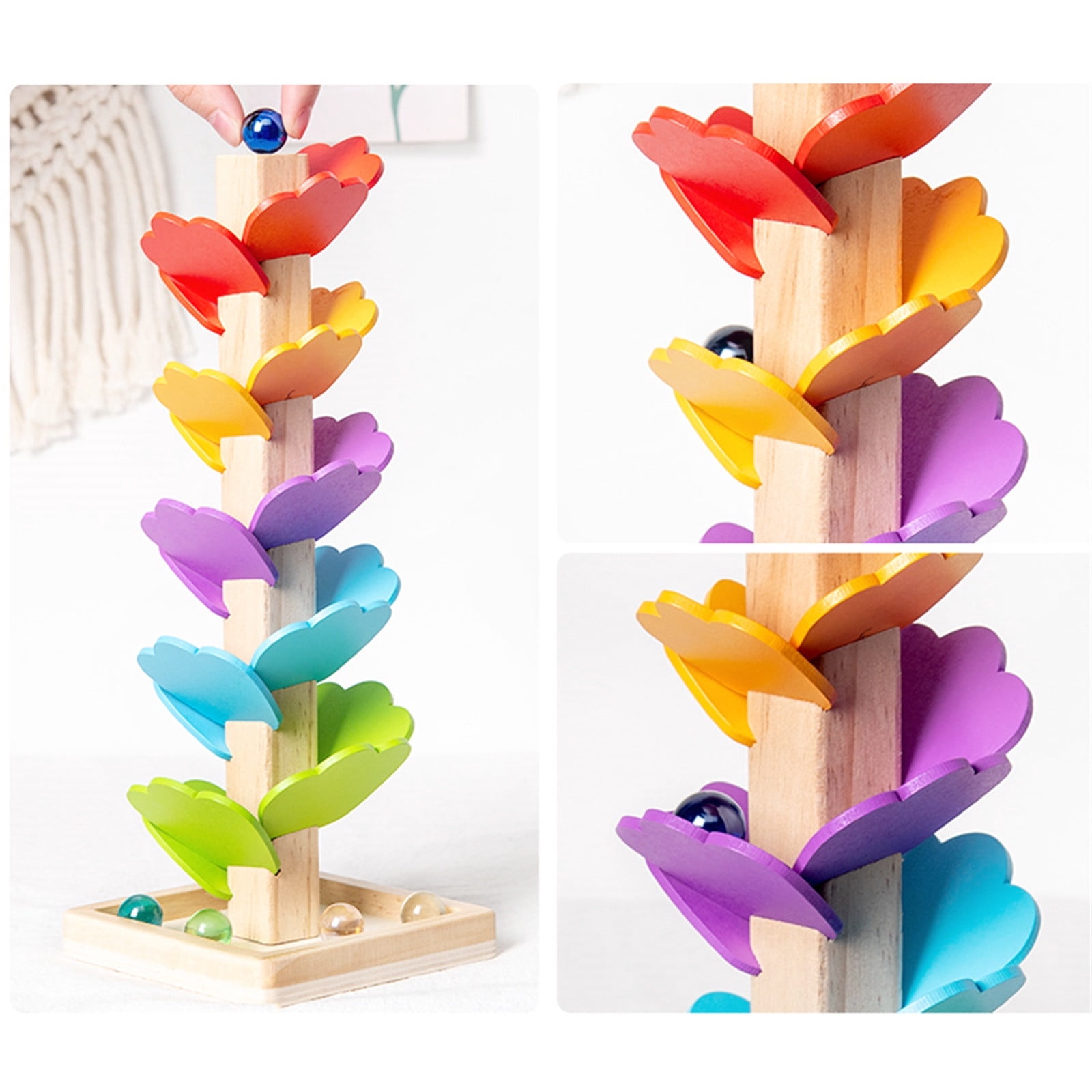 LSLJS Montessori Toy Building Blocks Wooden Music Tree, Ball Falling Ramp, Music Tree, Suitable for Baby Learning Development Educational Activity Toys Bir