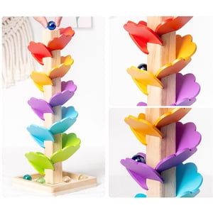 LSLJS Montessori Blocs de construction de jouets Arbre de musique en bois, Rampe de chute de ballon, Arbre de la musique, Convient pour le développement de l'apprentissage des bébés