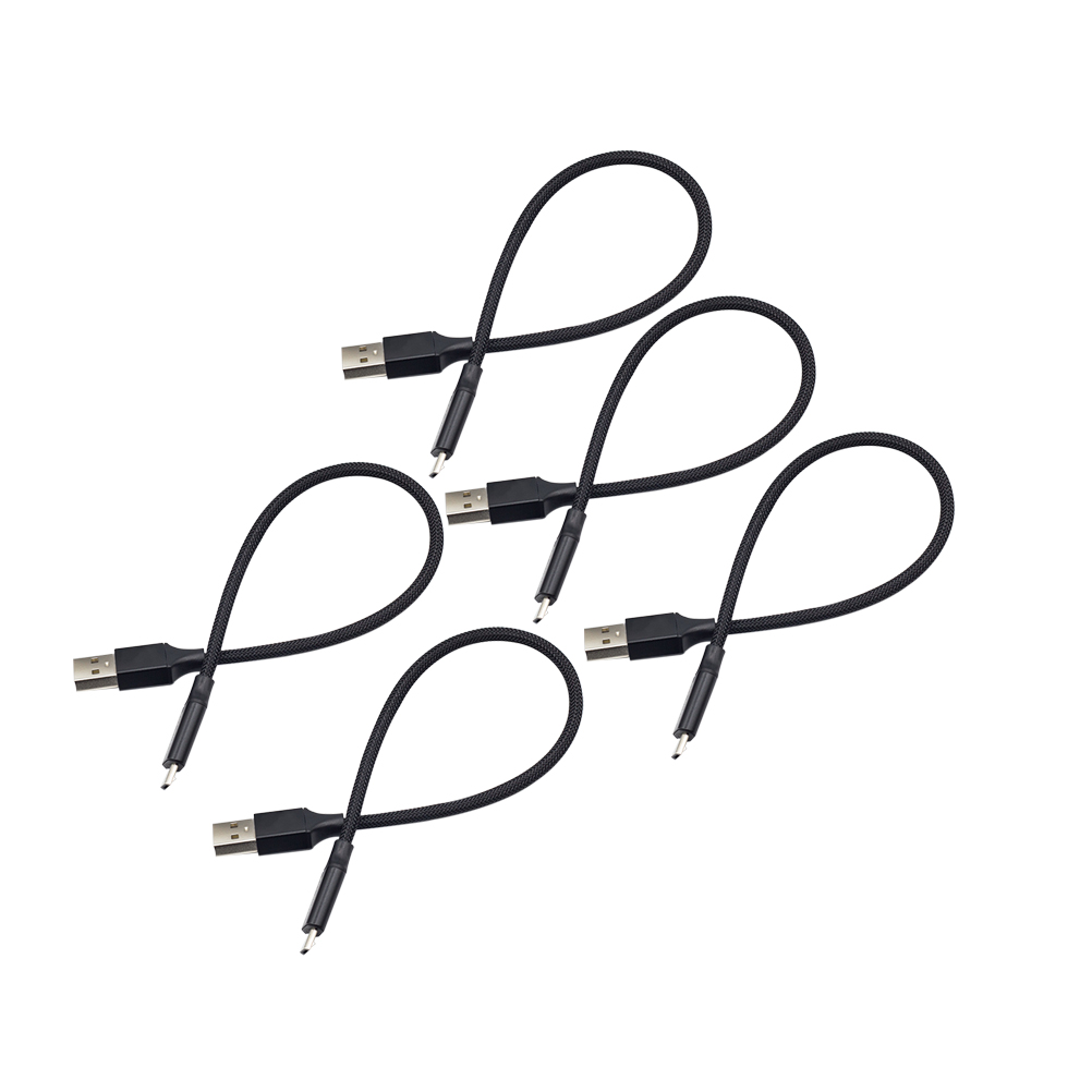 GOOHOCHY 5 Pcs Short USB-C Cable Fast Charging USB Type-C Cable Aluminum Alloy Black for Everyday Use