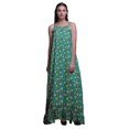 thumbnail image 1 of Bimba Robe de Nuit Longue à Bretelles Spaghetti pour Femmes, Bleu Sarcelle, à Pois/cœur et Imprimés Artistiques, Robe Maxi de Sommeil, X-Small, 1 of 5
