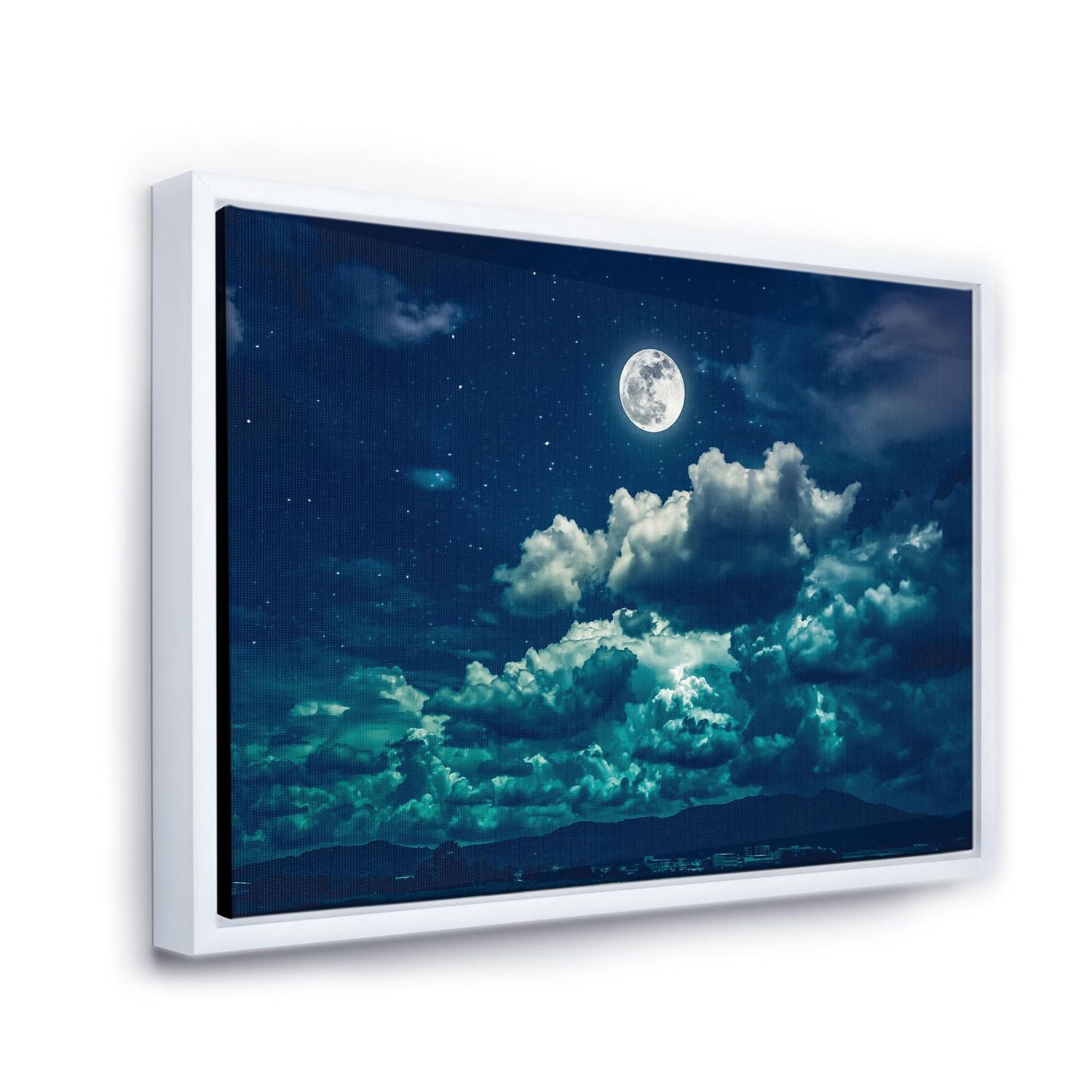 Designart Pleine lune dans le ciel nocturne nuageux II ART MURAL À CADRE FLOTTÉ