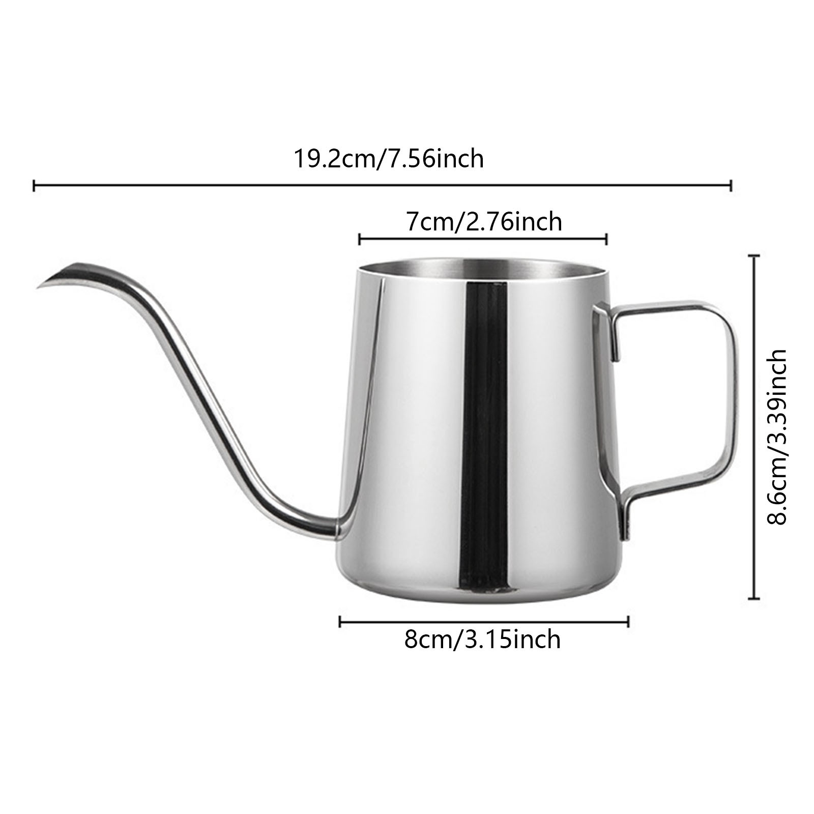 JJKBVCLO Small Watering Can For Indoor 12oz/350ml Rustproof 304 Stainless Steel Watering Can With Long Mouth And Handle For Mini Watering Pot (Silver)