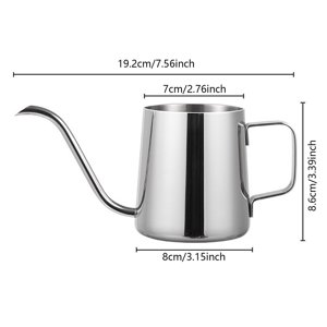 JJKBVCLO Petites canettes d'arrosage pour l'intérieur 12oz/350ml Éprouvé 304 Arrosage en acier inoxydable avec longue bouche et poignée pour Mini Pot d'arrosage (Argent)
