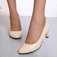 thumbnail image 2 of Dakaela Escarpins pour Femmes à Talon Bloc Bas et Épais, Bout Rond, Plateforme, Chaussures de Bureau/travail/robe, Beige 6,5, 2 of 6