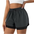 thumbnail image 1 of Plebaso Women's 2 in 1 Running Shorts Elastic Waist Drawstring Athletic Shorts Lightweight Workout Shorts, 1 of 6