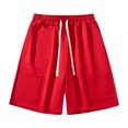 thumbnail image 1 of Men's Sports Shorts Multiple Pockets Running Training Basketball Shorts(Red,2XL), 1 of 8