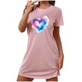 thumbnail image 2 of Mefallenssiah Chemise de Nuit Courte Surdimensionnée pour Femmes Mode Imprimé Poitrine Manches Courtes, 2 of 7
