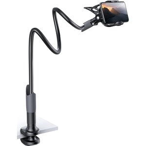 1 Mobile Phone Stand Bed Gooseneck Stand - Mobile Phone Clip, for Desk, Flexible Lazy Long Arm Headboard Bedside, Overhead Mounting Bracket, Compatible with Mobile Phone 12 Mini 11 Pro Xs Max XR X 8 7 6 Plus