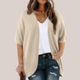 thumbnail image 2 of Plebaso Womens Plus Size Cardigan Short Sleeve Summer Cardigans Open Front Casual Blouses with Pockets, 2 of 7