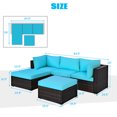 thumbnail image 2 of Gymax Ensemble de Conversation de Patio en Rotin 5 Pcs Ensemble de Meubles d'Extérieur avec Coussin Ottoman, 2 of 10