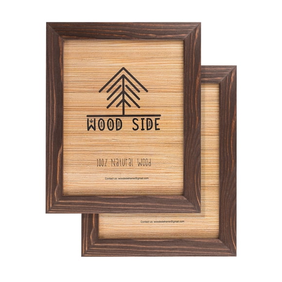 8.5 x 11 Wooden Rustic Picture Frames, Set of 2 for Diploma Documents and Certificates Wall Mounting - Natural Wood Photo Frame, Brown