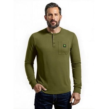 John Deere Warmth Shield™️ T-shirt Henley thermique à manches longues et poches pour homme, tailles S à XL
