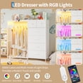 thumbnail image 3 of BeesClover 49.2" w Dresser with Hanging Rack & LED Lights, 6-Drawer Closet Organizer with Charging Station, Tall Storage Tower for Bedroom, Reversible Wood Top Chest, Sturdy Frame, 3 of 7