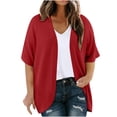 thumbnail image 1 of Plebaso Womens Plus Size Cardigan Short Sleeve Summer Cardigans Open Front Casual Blouses with Pockets, 1 of 7