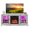thumbnail image 1 of Costway 58" Fireplace TV Stand with LED Lights & 18" Electric Fireplace, Remote Controls Light Gray, 1 of 10