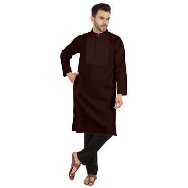 Atasi Indian Solid Kurta Pajama Set For MensMandarin Collar Casual Long-Wear Kurta