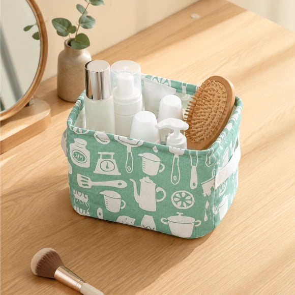 Drppepioner Cotton Linen Desktop Storage Box,Small Fresh Fabric Storage Basket for Miscellaneous Organizing