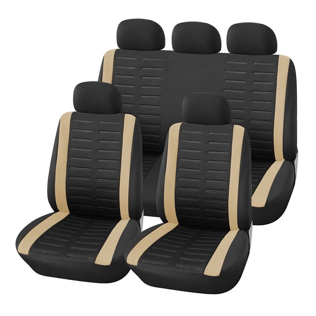 Maidao Car Seat Covers for BMW for X3 2003-2017 5 Seats Compatible Airbag Leather Waterproof Front Rear Cushion Protector Full Set Beige