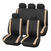 Maidao Car Seat Covers Leather Set for Nissan for Maxima 2003-Present 5 Seats Compatible Airbag Waterproof Front Rear Cushion Protector Beige