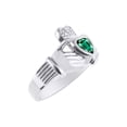 thumbnail image 3 of RYLOS Rings Sterling Silver Claddah Love, Loyalty & Friendship Heart 6MM Gem Irish Wedding Band Claddagh Rings May Emerald Jewelry Size 8, 3 of 7