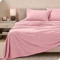 thumbnail image 3 of Bare Home Cozy Fleece Sheet Set - Extra Plush Polar Fleece - Deep Pocket - Split King, Light Pink, 3 of 9